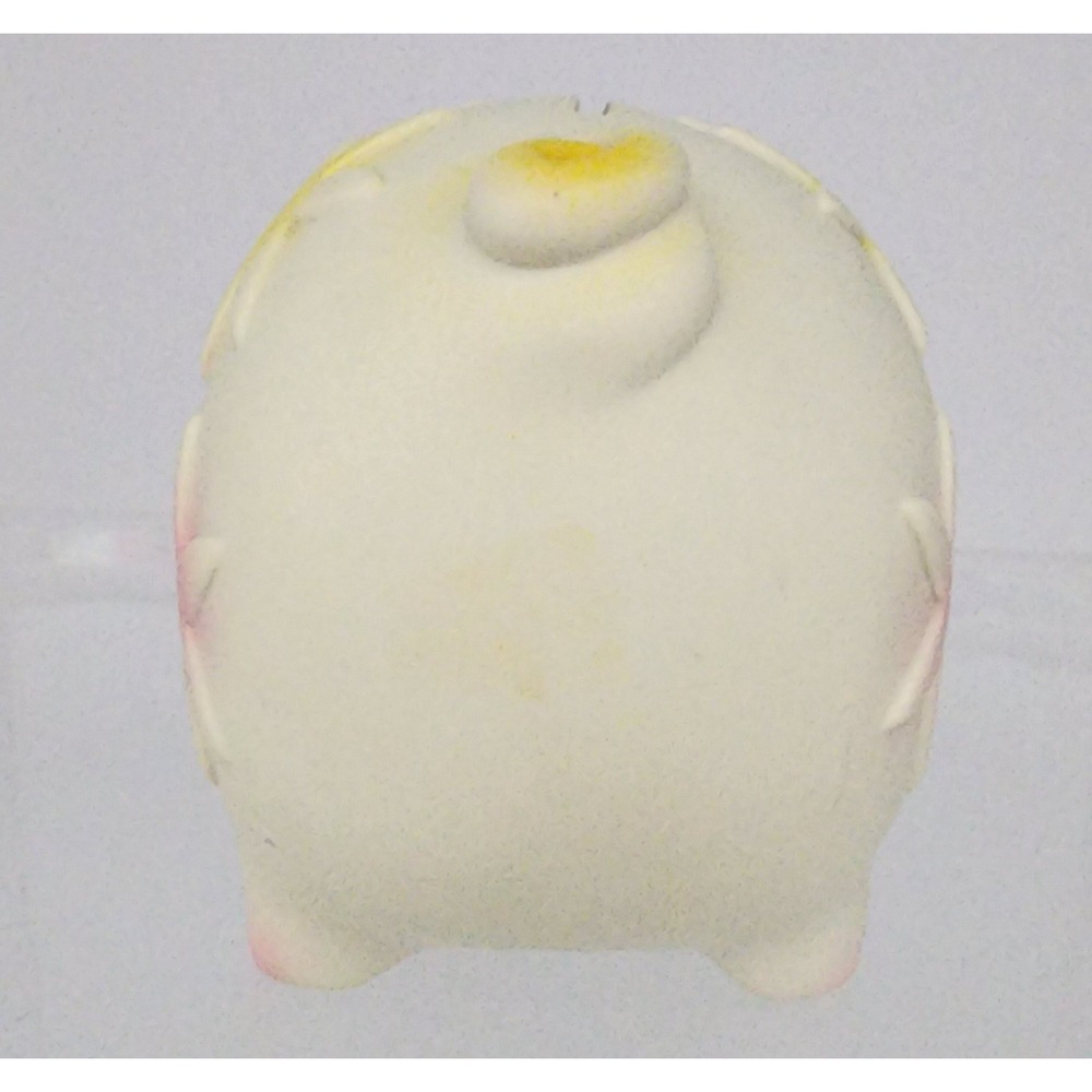 Vintage The First Years Toy Co. Piggy Coin Bank White Floral 1978 w Stopper - Picture 4 of 13